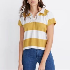 Madewell boxy polo tee mustard stripe XS